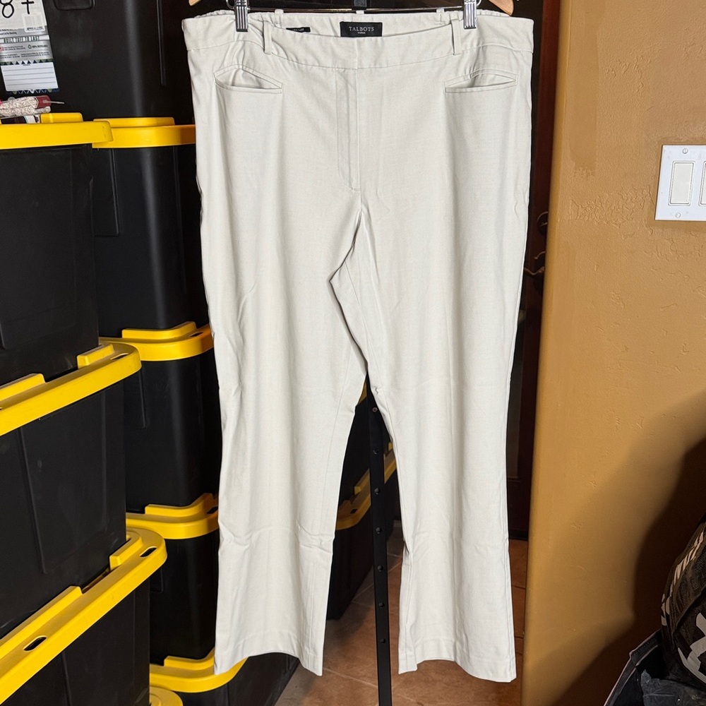 Talbots Heritage Perfect Chinos Oat Beige Ankle Pants Size 16W High Waist - Picture 2 of 8